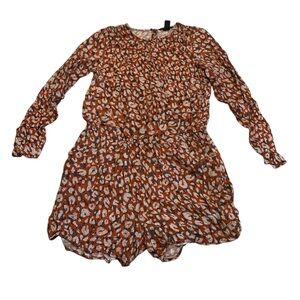 H&M Rust Animal Print Long Sleeve Romper Size 6